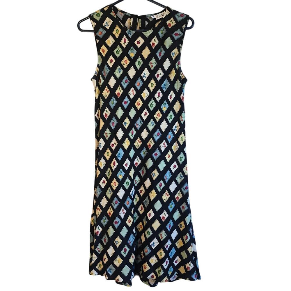 Vintage 90's tessuto flower & fruit sleeveless dress size large
